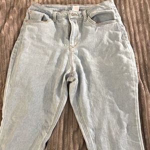 High rise light blue jeans